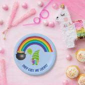 Rainbow Gnome Pot of Gold St Patricks Day Pappteller (Party)
