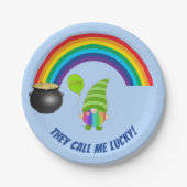 Rainbow Gnome Pot of Gold St Patricks Day Pappteller (Vorderseite)