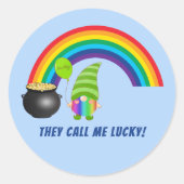 Rainbow Gnome Pot of Gold St Patricks Day Runder Aufkleber (Vorderseite)