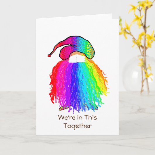 Rainbow Gnome: Wir sind zusammen Karte (Gelbe Blume)