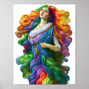 Rainbow Goddess digitale Malerei Originalkunst Poster