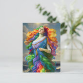 Rainbow Goddess digitale Malerei Originalkunst Postkarte (Stehend Vorderseite)