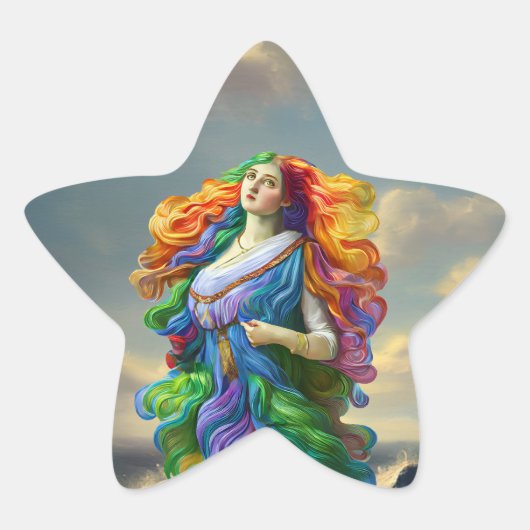 Rainbow Goddess digitale Malerei Originalkunst Stern-Aufkleber (Vorderseite)