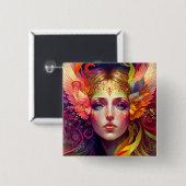 Rainbow Goddess Fantasy Art Button (Vorne & Hinten)