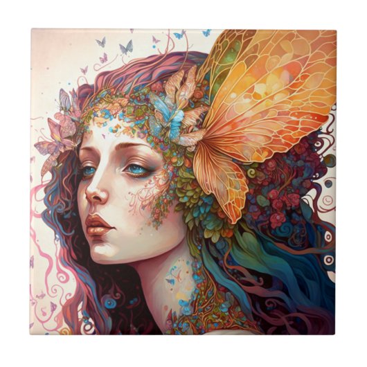 Rainbow Goddess Fantasy Art Fliese (Vorderseite)