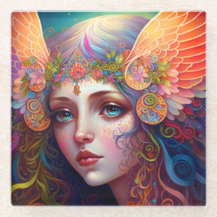 Rainbow Goddess Fantasy Art Glass Untersetzer