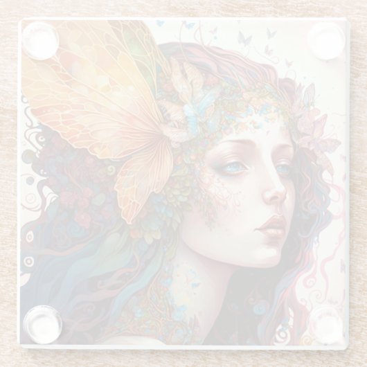 Rainbow Goddess Fantasy Art Glasuntersetzer (Rückseite)