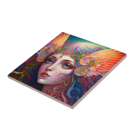 Rainbow Goddess Fantasy Art Keramik Tile Fliese (Seite)