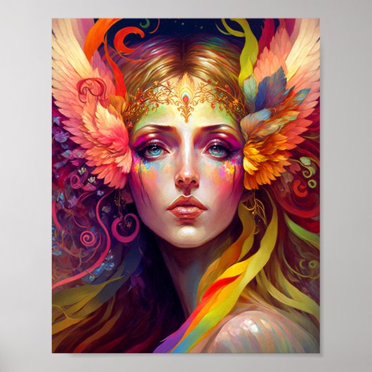 Rainbow Goddess Fantasy Art Poster (Vorne)