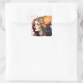 Rainbow Goddess Fantasy Art Quadratischer Aufkleber (Tasche)