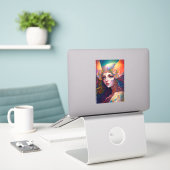 Rainbow Goddess Fantasy Art Sticker (Laptop auf Schreibtisch)