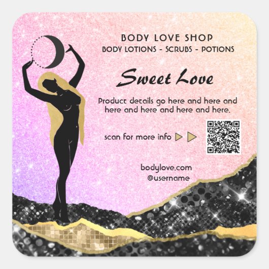 *~* RAINBOW Goddess Intention Zauber AP24 Lavender Quadratischer Aufkleber (Vorderseite)