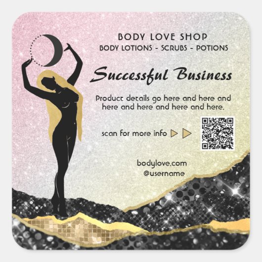 *~* Rainbow Goddess Intention Zauber AP24 Ombre Quadratischer Aufkleber (Vorderseite)