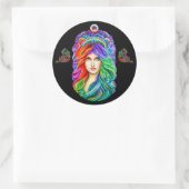 Rainbow Goddess Queen Fantasy Art Runder Aufkleber (Tasche)