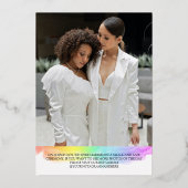 Rainbow Gold Brush Script Let's Party Foto Folieneinladung (Rückseite)