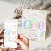 Rainbow Gold Clouds 1. Geburtstag Einladung