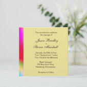Rainbow Gold Gay Wedding Einladung (Stehend Vorderseite)