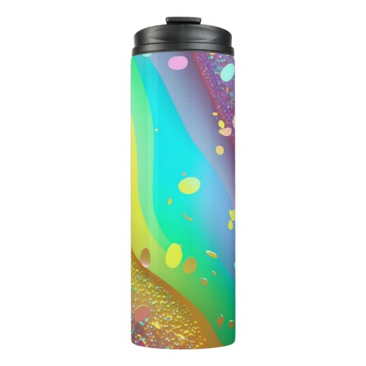 Rainbow Gold Glitzer Thermal Tumbler 12oz Thermosbecher (Vorderseite)