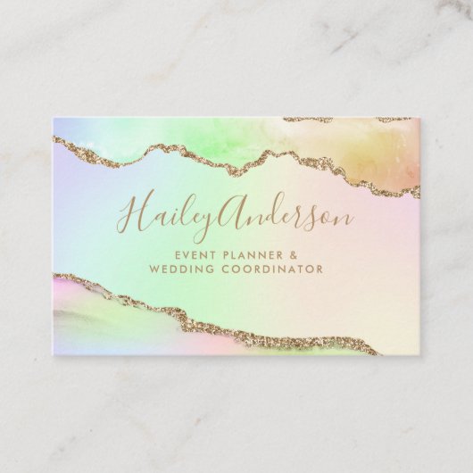 Rainbow & Gold Glitzer Visitenkarte (Vorderseite)