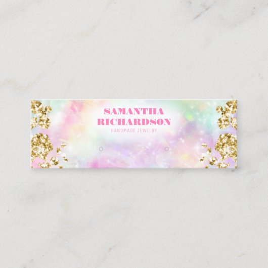 Rainbow Gold Holographic Earring Display Mini Visitenkarte (Vorderseite)