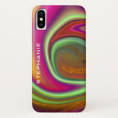 Rainbow Gold Marble Agate Monogram Case-Mate iPhone Hülle (Rückseite)