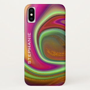 Rainbow Gold Marble Agate Monogram Case-Mate iPhone Hülle
