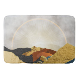 Rainbow Gold Metallic Mountain Bright Sun Landscap Badematte