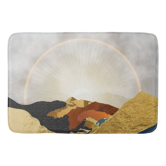 Rainbow Gold Metallic Mountain Bright Sun Landscap Badematte (Vorderseite)