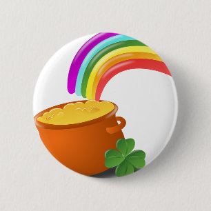 Rainbow Gold Pot Lucky Irish Sky Irland farbenfroh Button