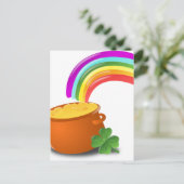 Rainbow Gold Pot Lucky Irish Sky Irland farbenfroh Postkarte (Stehend Vorderseite)
