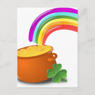 Rainbow Gold Pot Lucky Irish Sky Irland farbenfroh Postkarte