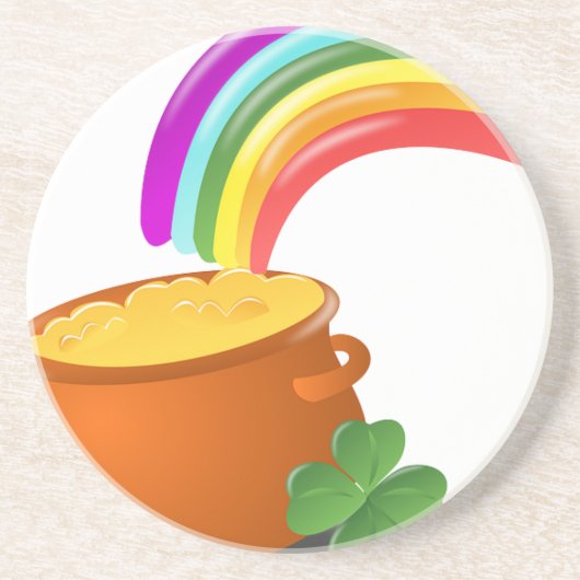 Rainbow Gold Pot Lucky Irish Sky Irland farbenfroh Sandstein Untersetzer (Vorne)