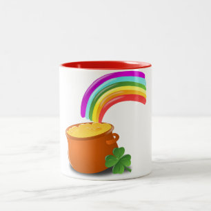 Rainbow Gold Pot Lucky Irish Sky Irland farbenfroh Zweifarbige Tasse