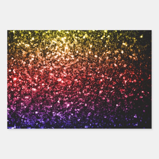 Rainbow-gold-rote lila Imitate Glitzer Glitzern Geschenkpapier Set (Vorderseite 2)