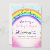 Rainbow Gold Sparkle Fantasy Birthday Party Einladung (Vorderseite)