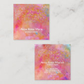 *~* Rainbow Gold Sparkle Glitzer Abstrakt Quadratische Visitenkarte (Vorne/Hinten)