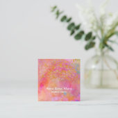 *~* Rainbow Gold Sparkle Glitzer Abstrakt Quadratische Visitenkarte (Stehend Vorderseite)