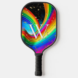 Rainbow & Gold Stars Pickleball Schläger
