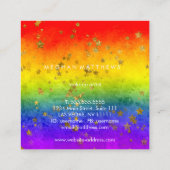 Rainbow Gold Stars Sparkle Beauty Stylist Makeup Quadratische Visitenkarte (Rückseite)