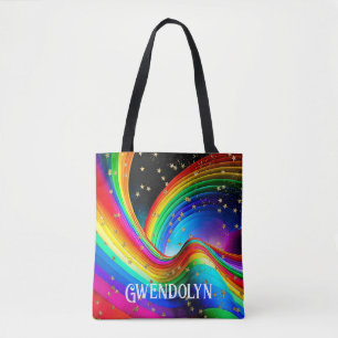 Rainbow & Gold Stars Tasche