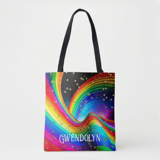 Rainbow & Gold Stars Tasche (Vorderseite)