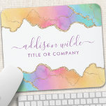 Rainbow Gold Watercolor Agate Salon Business Mousepad<br><div class="desc">Rainbow und Gold Watercolor Agate Business Mouse Pad. Dieses Design zeichnet sich durch farbenfrohe Regenbogenpresse in einem zeitgenössischen künstlerischen Stil mit goldenen Glitzer-Kanten aus. Dieses lichtdurchflutete Design ist perfekt für jede berufliche Geschäftsfrau,  die nach einer unterhaltsamen künstlerischen Firmenidentität sucht. Perfekt für einen Eventplaner,  Make-up Künstler,  Friseur,  Salon-Besitzer und mehr!</div>