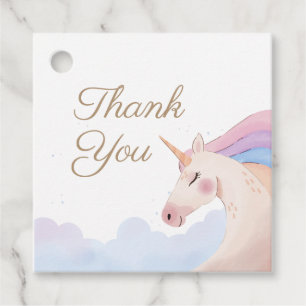 Rainbow Gold Watercolor Einhorn Geburtstagsparty Geschenkanhänger