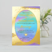 Rainbow Golden abstrakte painting Wedite Einladung (Stehend vorne)