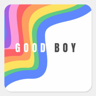 Rainbow Good Boy - Sticker, Fun Gay Pride Icon Quadratischer Aufkleber