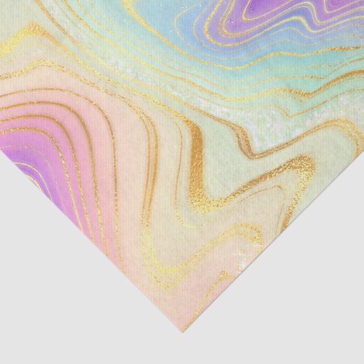 Rainbow Gradient and Gold Foil Strata Seidenpapier (Detail)