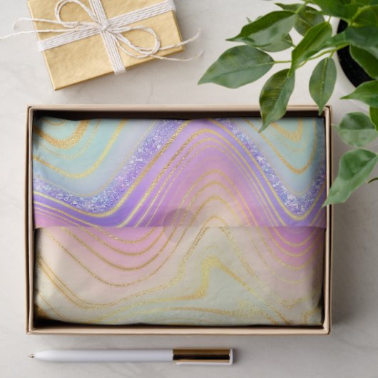 Rainbow Gradient and Gold Foil Strata Seidenpapier (Geschenk)