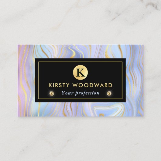 Rainbow Gradient and Gold Foil Strata Visitenkarte (Vorderseite)
