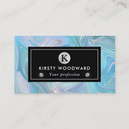 Rainbow Gradient and Silver Foil Strata Visitenkarte (Vorderseite)