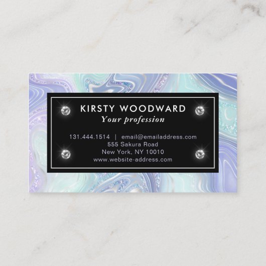 Rainbow Gradient and Silver Foil Strata Visitenkarte (Rückseite)